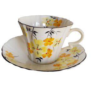 Antique Royal Albert Crown China Hand Painted Tea Cup & Saucer Set 1920's